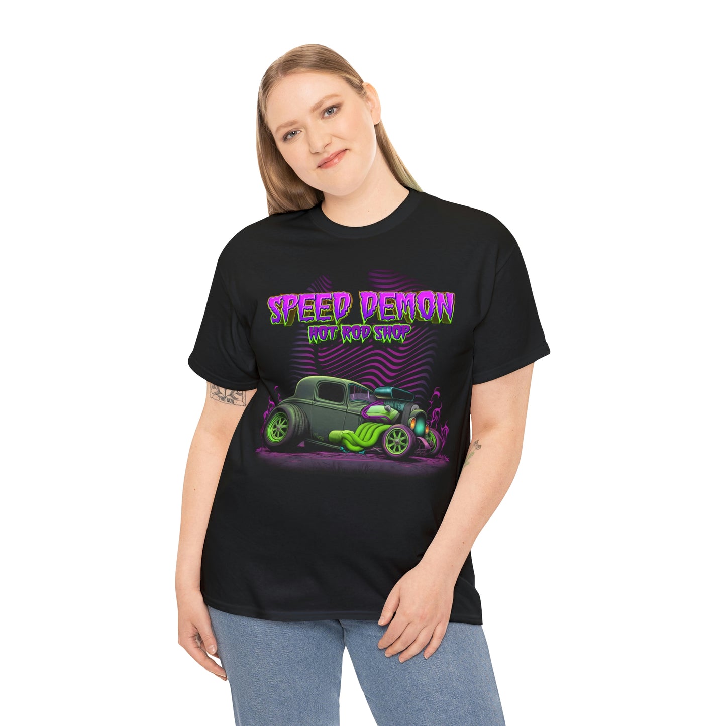 32 Ford Green N Purple Ratrod Speed demon hot rod shop Kustom Kulture Tee Shirt